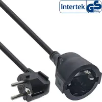 InLine CEE 7/7 (haaks) - CEE 7/3 (recht) stroom verlengkabel | 3x 1,50mm | zwart | 2 meter
