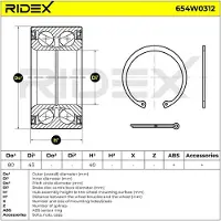 RIDEX 654W0312 Wiellagerset