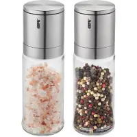 GEFU LAMOLA Zout- en Pepermolenset 16,6 cm – 2-delig – Keramisch Maalwerk – RVS/Glas