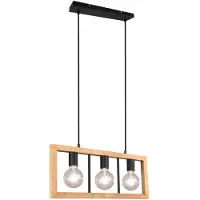 TRIO Hanglamp Agra 3-lichts hout met zwart