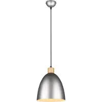 TRIO Hanglamp Jagger RVS met houtbruin