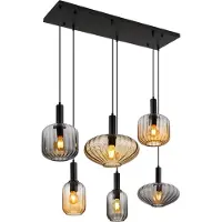 Globo Hanglamp Valletta met gekleurd glas 6-lichts