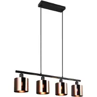 TRIO 4-lichts hanglamp Jason zwart met koper brons