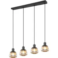 TRIO Eettafel hanglamp Tarifa met geribbeld glas