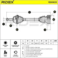 RIDEX 13D0033 Aandrijfas