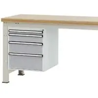 Manuflex onderbouw met schuifladen, voor werkbank Profi diepte 700 mm, aluminium zilver