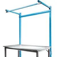 Manuflex Opbouwframe met giek, Basistafel STANDAARD werktafel/werkbank UNIVERSAL/PROFI, 1250 mm, lichtblauw