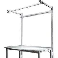 Manuflex Opbouwframe met giek, Basistafel STANDAARD werktafel/werkbank UNIVERSAL/PROFI, 2000 mm, aluminium zilver