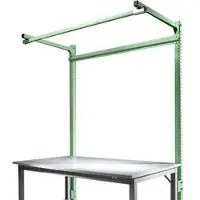 Manuflex Opbouwframe met giek, Aanbouwtafel STANDAARD werktafel-/werkbank UNIVERSAL/PROFI, 1500 mm, resedagroen