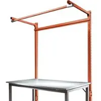 Manuflex Opbouwframe met giek, Aanbouwtafel SPECIAAL werktafel-/werkbank UNIVERSAL/PROFI, 2000 mm, roodoranje