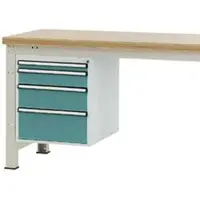 Manuflex onderbouw met schuifladen, voor werkbank Profi diepte 700 mm, waterblauw