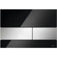 Tece Square Bedieningsplaat Glas Zwart - Toetsen RVS Geborsteld - Anti-fingerprint - Glas - Toiletten, Bedieningspanelen - 4027255022362