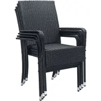 Juskys Tuinstoelen Polyrotan - 4 Stuks - Max. 160 kg - Stapelbaar - Zwart