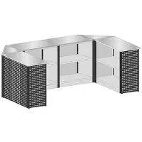 Schulte Lagertechnik uitschuifbaar baliesysteem MULTIplus Set 3, U-vorm, 1 x startmodule/2 x middenmodule/2 x hoekmodule/1 x eindmodule, met werkbladen