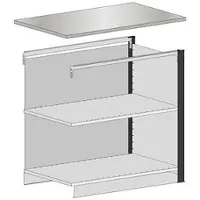 Schulte Lagertechnik Middenmodule voor uitschuifbaar baliesysteem MULTIplus, frame 1 module, breedte bovenblad 1006 mm, met werkblad