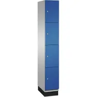 C+P Cambio lockerkast, 1 vak, 4 vakken, met plint, B 300 x D 525 x H 1980 mm, blank aluminium/ gentiaanblauw