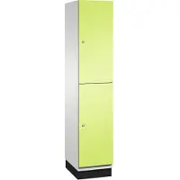 C+P Double-store locker Cambio, 1 vak, 2 vakken, met plint, B 400 x D 525 x H 1980 mm, lichtgrijs/blauwgroen
