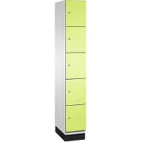 C+P Cambio lockerkast, 1 vak, 5 vakken, met plint, B 300 x D 525 x H 1980 mm, lichtgrijs/kleedgroen