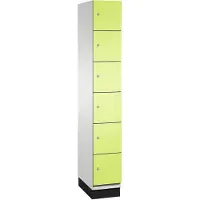 C+P Cambio lockerkast, 1 vak, 6 vakken, met plint, B 300 x D 525 x H 1980 mm, lichtgrijs/kleedgroen