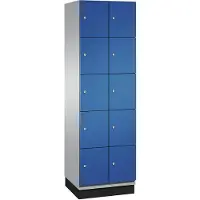 C+P Cambio lockerkast, 2 vakken, 10 vakken, met plint, B 600 x D 525 x H 1980 mm, blank aluminium/ gentiaanblauw