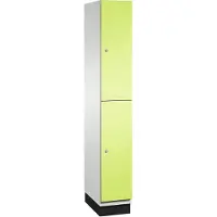 C+P Dubbele kast Cambio, 1 vak, 2 vakken, met plint, B 300 x D 525 x H 1980 mm, lichtgrijs/kleedgroen
