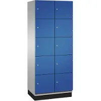 C+P Cambio lockerkast, 2 vakken, 10 vakken, met plint, B 800 x D 525 x H 1980 mm, blank aluminium/ gentiaanblauw