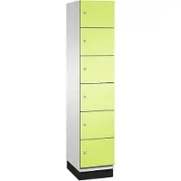 C+P Cambio lockerkast, 1 vak, 6 vakken, met plint, B 400 x D 525 x H 1980 mm, lichtgrijs/kleedgroen