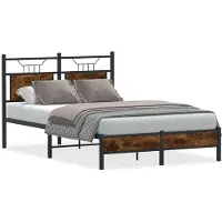vidaXL Bedframe zonder matras hout gerookt eikenkleurig 120x190 cm