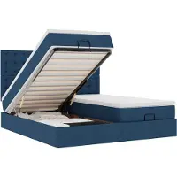 vidaXL Ottoman bed met matrassen en LED's 180x200cm stof blauw