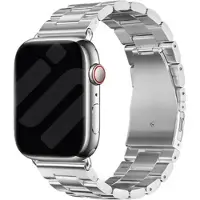 Strap-it Stalen schakel band - Geschikt voor Apple Watch (Series 12/11/10), (SE 3/2/1), (Series 9/8/7/6/5/4) - 38/40/41/42mm - Zilver - Metalen band met RVS vlindersluiting - RVS iWatch bandje