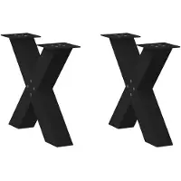 vidaXL Salontafelpoten 2 st X-vormig 60x(42-43) cm staal zwart