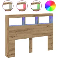 vidaXL Hoofdbordkast met LED artisan 140x17x102 cm eikenkleurig