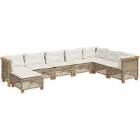 vidaXL 8-delige Loungeset met kussens poly rattan beige