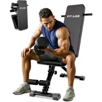 FITAGE Fitnessbank - Fitness Halterbank tot 300KG - Verstelbaar - Inklapbaar - Zwart