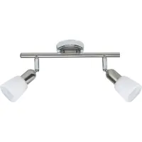 Brilliant Sofia plafondspot, ijzer/chroom/wit, lengte 33 cm, 2-lamps. Sofia, dimbaar, alu / grijs / zink, Woon-/ Eetkamer, metaal, Modern, buitenspot