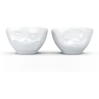 Tassen set van 2 schaaltjes van 100 ml met kussend en grijnzend gezicht - 21