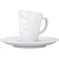 Fiftyeight espresso kop en schotel 80 ml met gelukkig gezicht