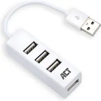 ACT USB hub met 4 poorten - USB2.0 - busgevoed / wit - 0,10 meter