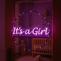 Partyxplosion Raam- Deur cirkel it's a girl verlicht