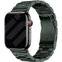 Strap-it Stalen schakel band - Geschikt voor Apple Watch (Series 12/11/10), (SE 3/2/1), (Series 9/8/7/6/5/4) - 38/40/41/42mm - Donkergroen - Metalen band met RVS vlindersluiting - RVS iWatch bandje