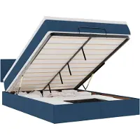 vidaXL Ottoman bed met matras 140x200cm stof blauw
