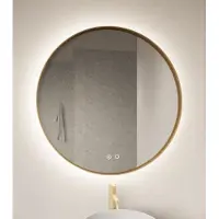 Gliss Design Athena ronde spiegel mat goud 120cm met verlichting en verwarming