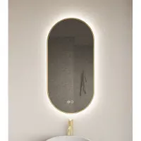 Gliss Design Aura ovale spiegel 50x100cm met LED-verlichting en verwarming goud