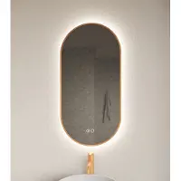Gliss Design Aura ovale spiegel 40x100cm met LED-verlichting en verwarming koper