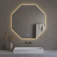 Best design Octagon spiegel incl. Verwarming en led verlichting honey 120x120 cm