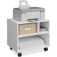Relaxdays bureaukast op wielen - 3 vakken - 35,5 x 40 x 30 cm - printertafel - halfhoog