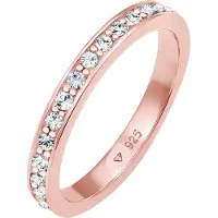 Elli - Elli Ringen Dames Band Ring Elegant Filigraan Zwart met Kristallen in 925 Sterling Zilver Verguld