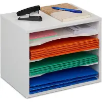 Relaxdays brievenbak - 4 vakken - A4 - 28 x 35,5 x 25 cm - wit