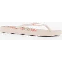 Copacabana dames teenslippers met bloemen beige maat 41/42