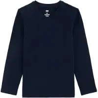 We fashion - Jongens basic T-shirt met V-hals - Regular fit - Donkerblauw - Katoen - Maat: 122/128